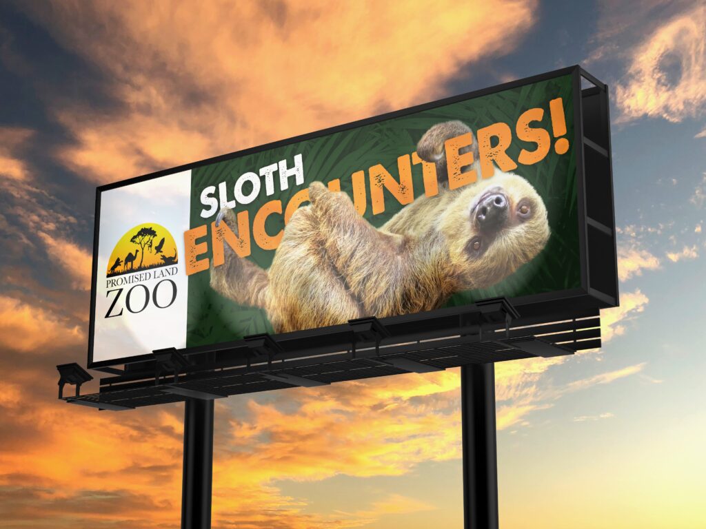 a billboard for promised land zoo