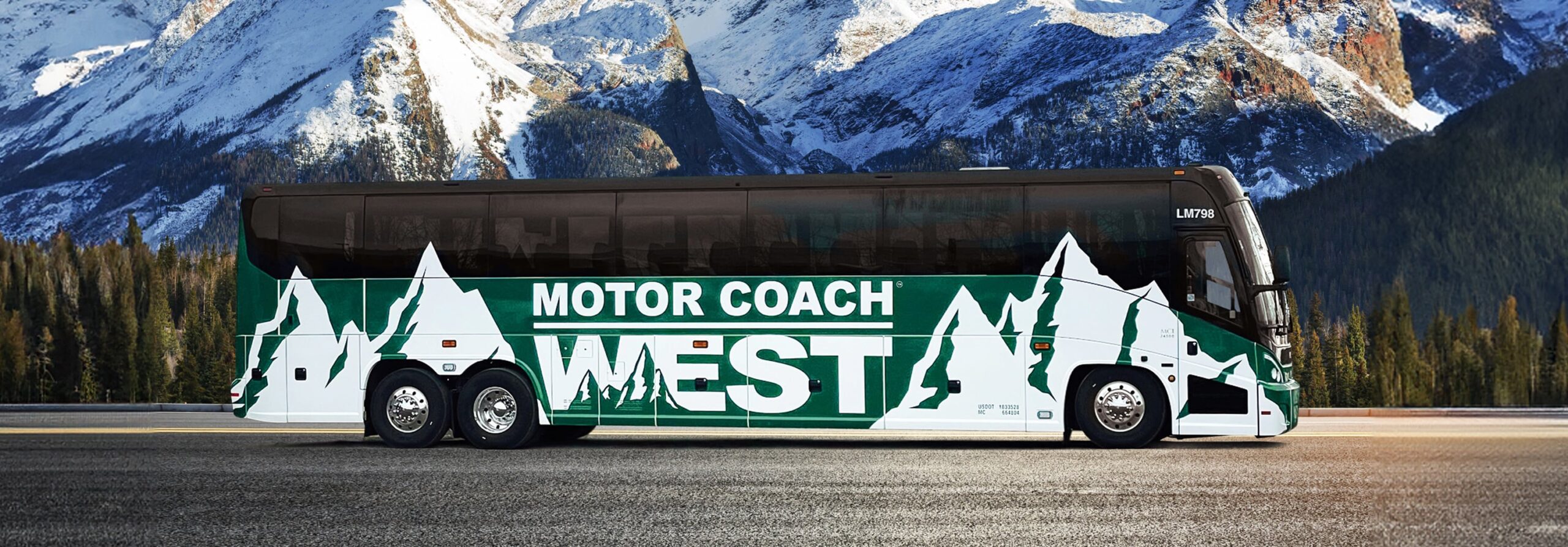 Motor Coach West bus with branding