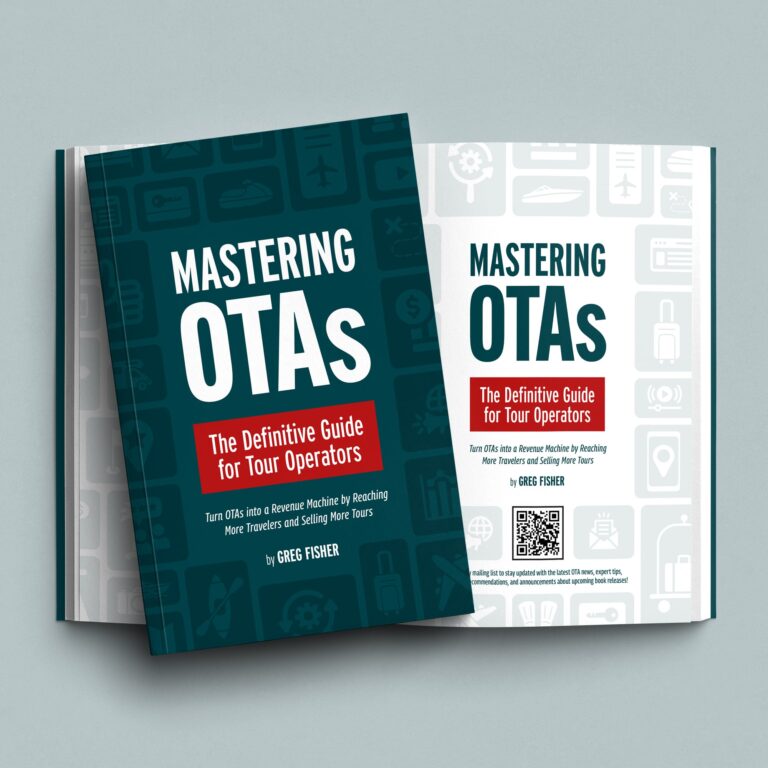 "Mastering OTAs" book cover and interior of book