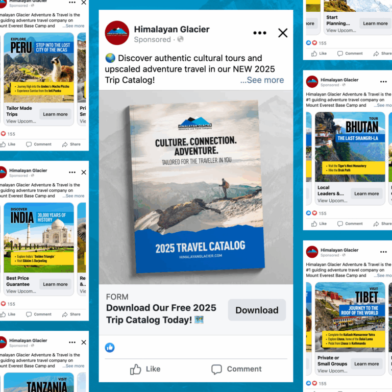 Social media lead form campaigns for Himalayan Glacier adventure travel