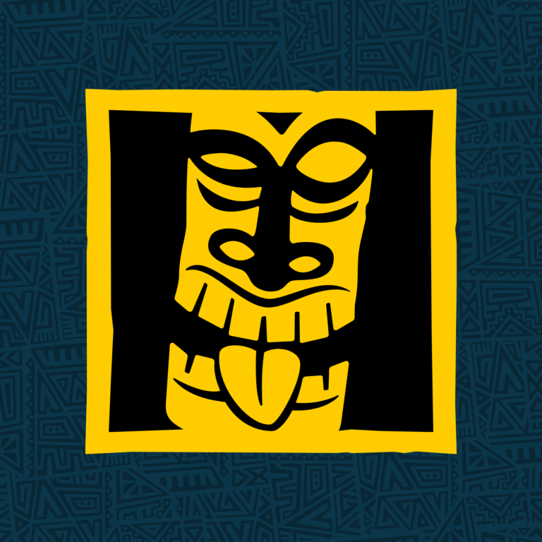 Playful tiki face icon created for Tipsy Tiki branding