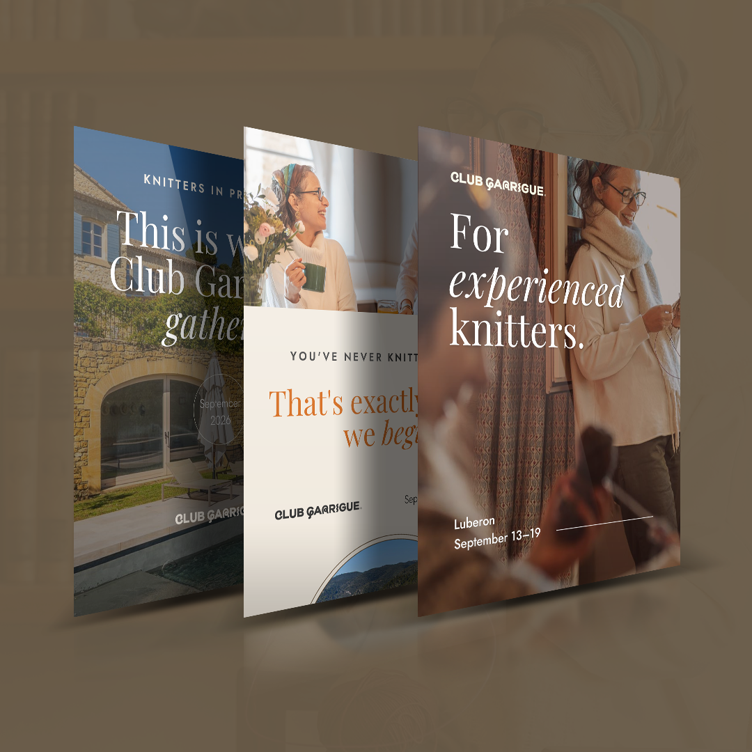 Club Garrigue landing page section highlighting retreat details and booking information.
