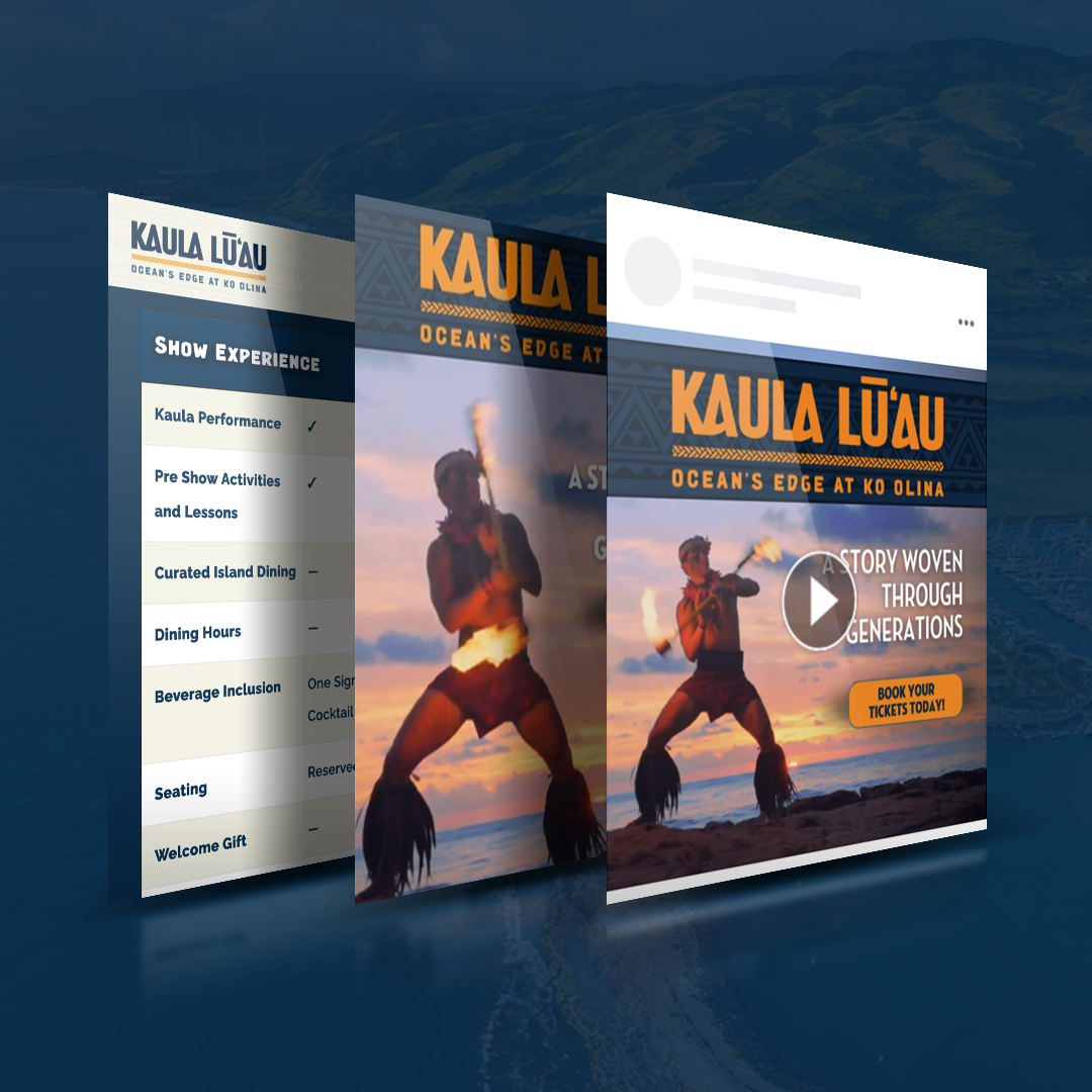 Meta Marketing campaign strategy for Kaula Luau direct booking growth